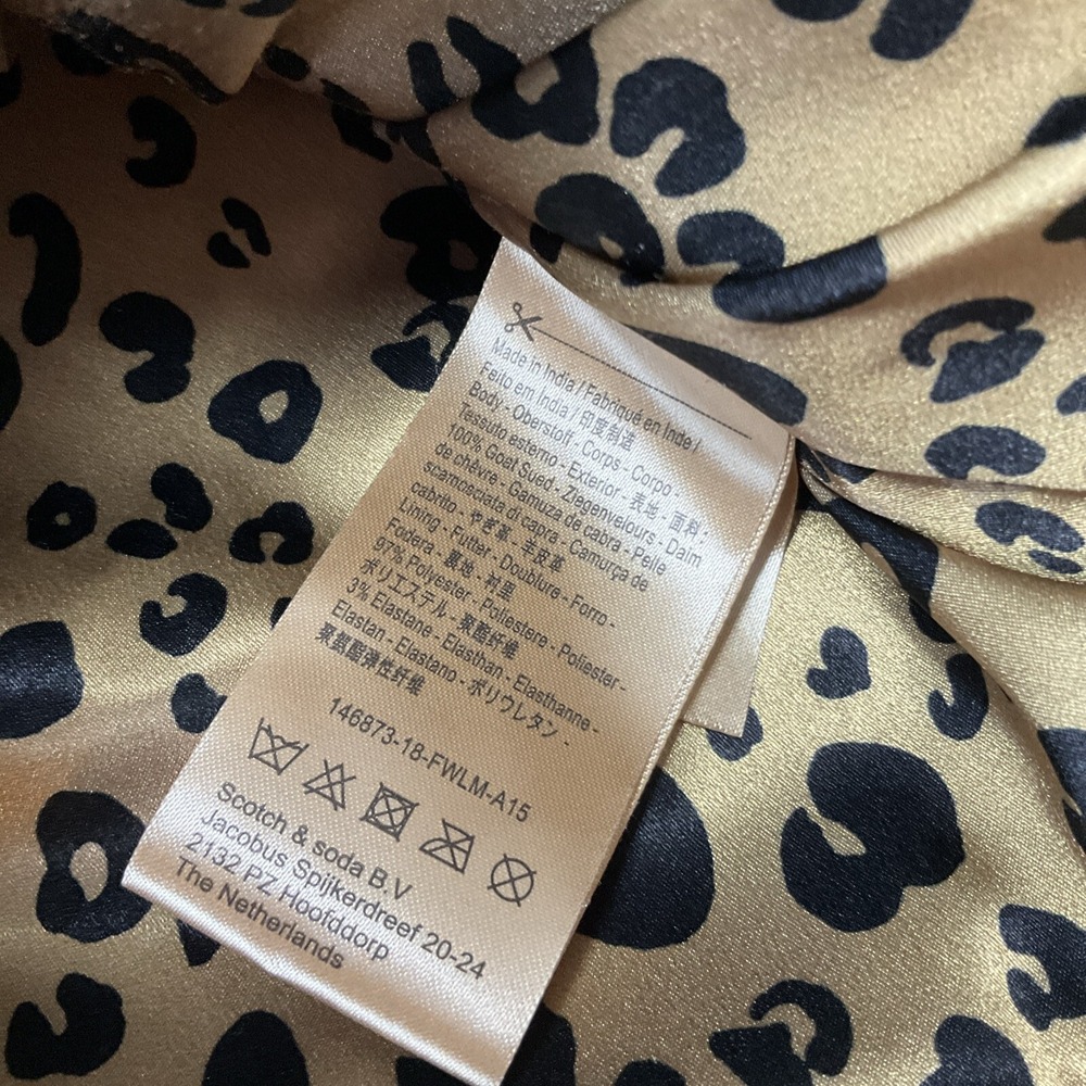 Scotch & Soda Maison Scotch Biker Jacket Goat‎ Leather Suede Lilac Women Sz L - Picture 3 of 12